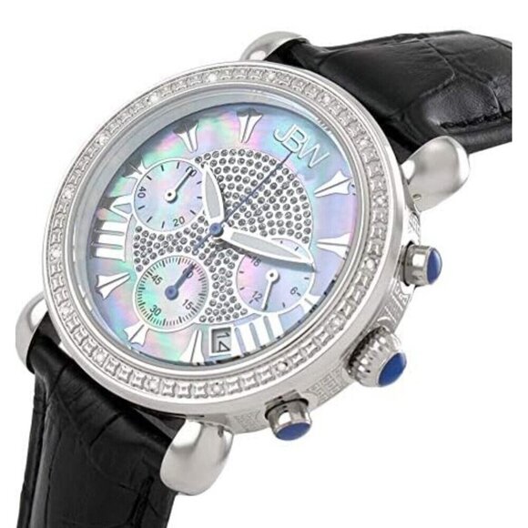 JBW Victory Blue Mother of Pearl Chronograph Dial Diamond Ladies Watch New - Picture 2 of 12